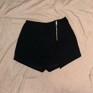 SHEIN Black High-Waisted Shorts with Silver Zipper